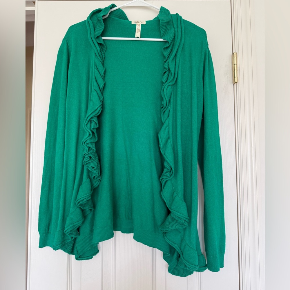 Matilda Jane - Green Ruffled Women's Cardigan Sweater